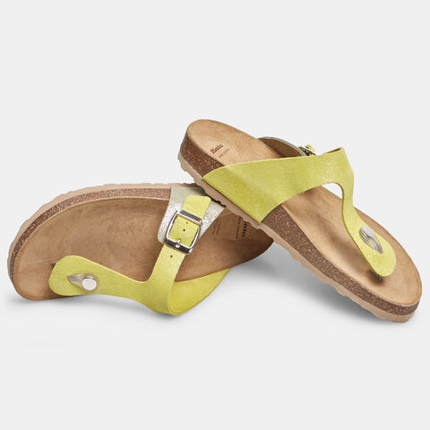 Zapatillas de mujer con tiras de pulsera, Amarillo Zapatillas de mujer con tiras de pulsera, Amarillo